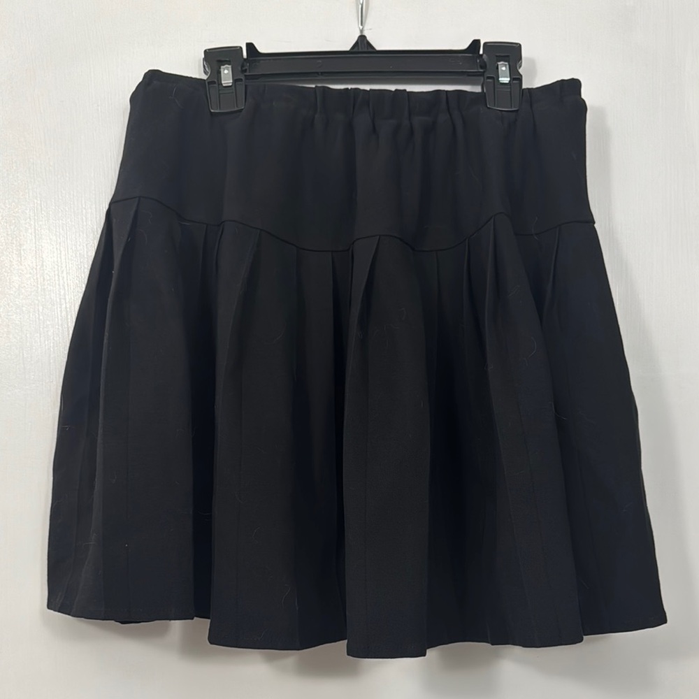Black Mini Skater Skirt with Pleats